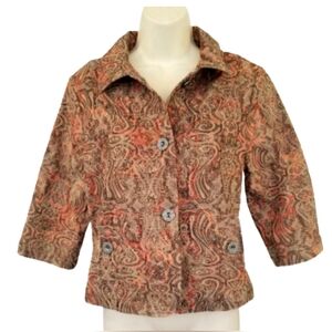 Analogy Jacket Retro Tapestry 3/4 Slweve Tan Size PM